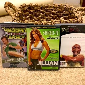 Workout DVD collection - Tae Bo, Boot Camp, Body Shred with Weights!